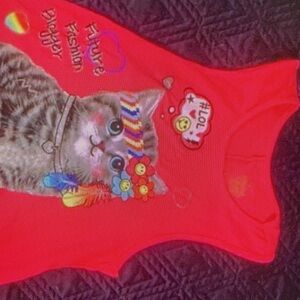 Cute playful cat graphic design sleeveless top